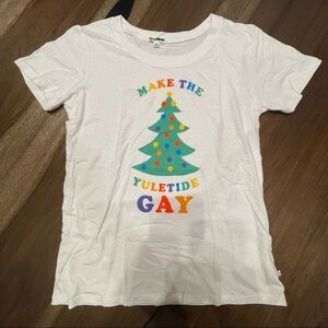 ❤️Tipsy Elves - White Make the Yuletide Gay Graphic Tee - XXL
